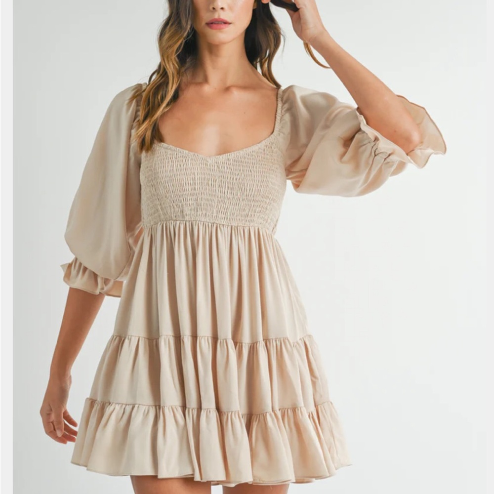 Mable Cream Puff Sleeve Mini Dress